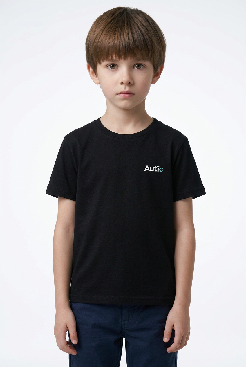Sensory Friendly Bamboo T-Shirt - Kids Unisex - Tagless & Flat Seam - Black⁠