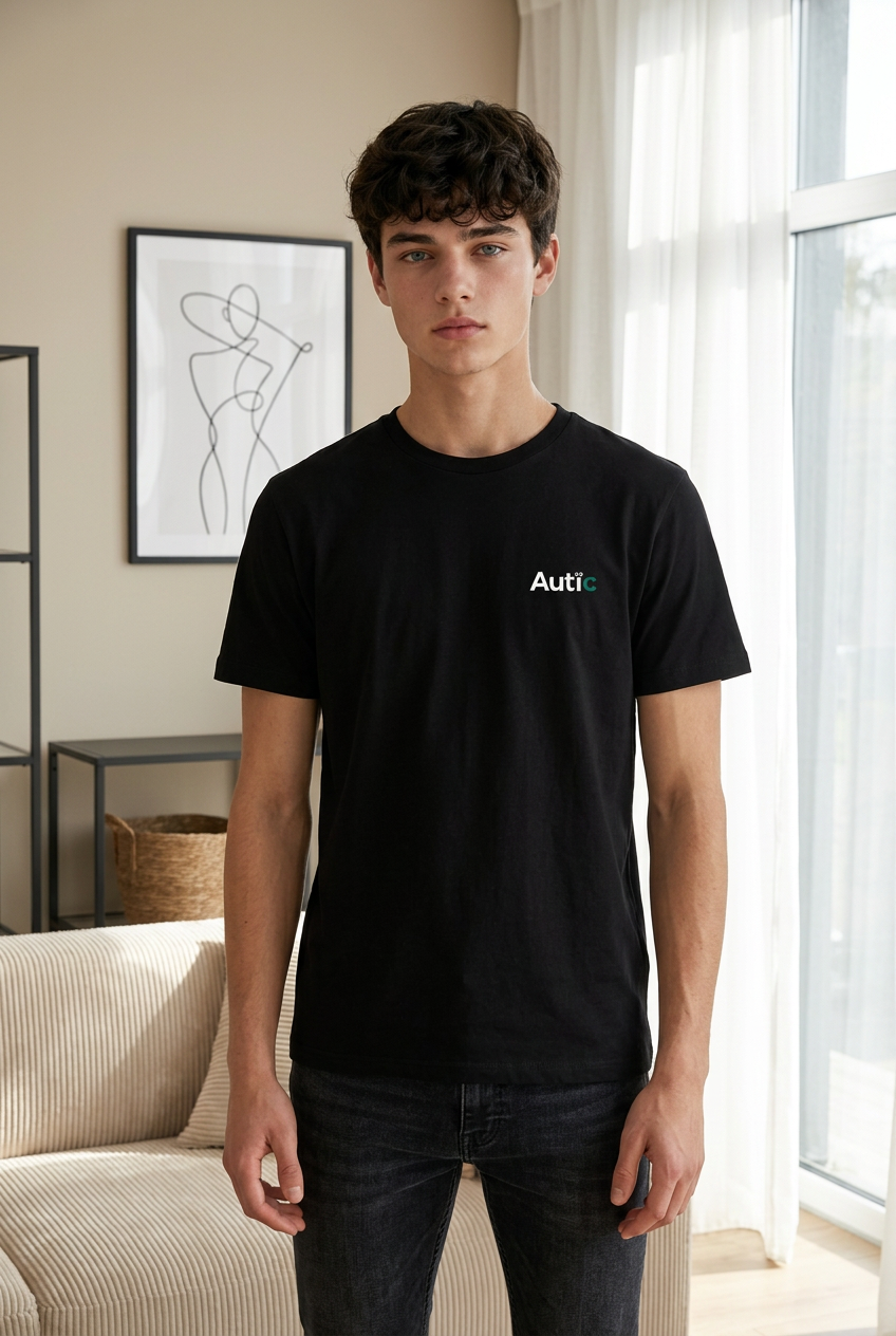 Sensory Friendly Bamboo T-Shirt - Kids Unisex - Tagless & Flat Seam - Black⁠