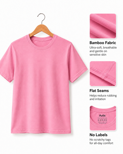 Pre-Order (In Production) - Sensory Friendly Bamboo T-Shirt - Adult Unisex - Tagless & Flat Seam - Blush Pink
