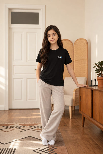Autic Children Sensory-Friendly Black Bamboo T-Shirt Autic Designs