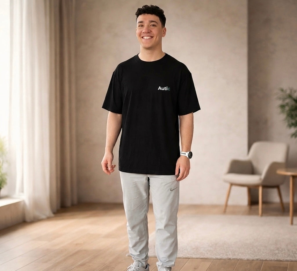 Sensory Friendly Bamboo T-Shirt - Adult Unisex - Tagless & Flat Seam - Black⁠