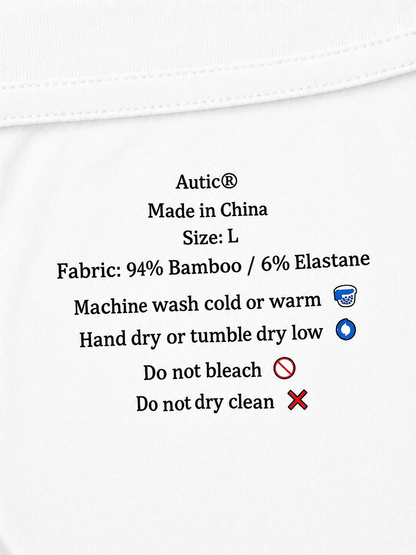 Sensory Friendly Bamboo T-Shirt - Adult Unisex - Tagless & Flat Seam - White