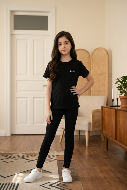Sensory Friendly Bamboo T-Shirt - Kids Unisex - Tagless & Flat Seam - Black⁠