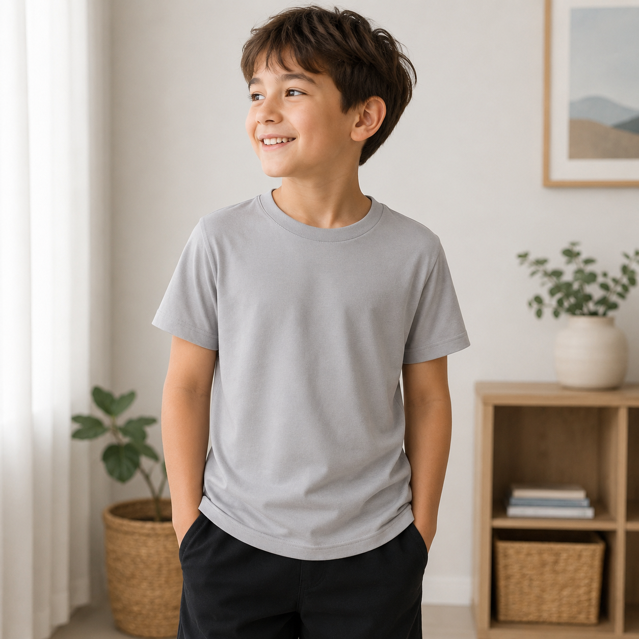 Kids Sensory-Friendly Bamboo T-Shirt – Subtle Grey My Store