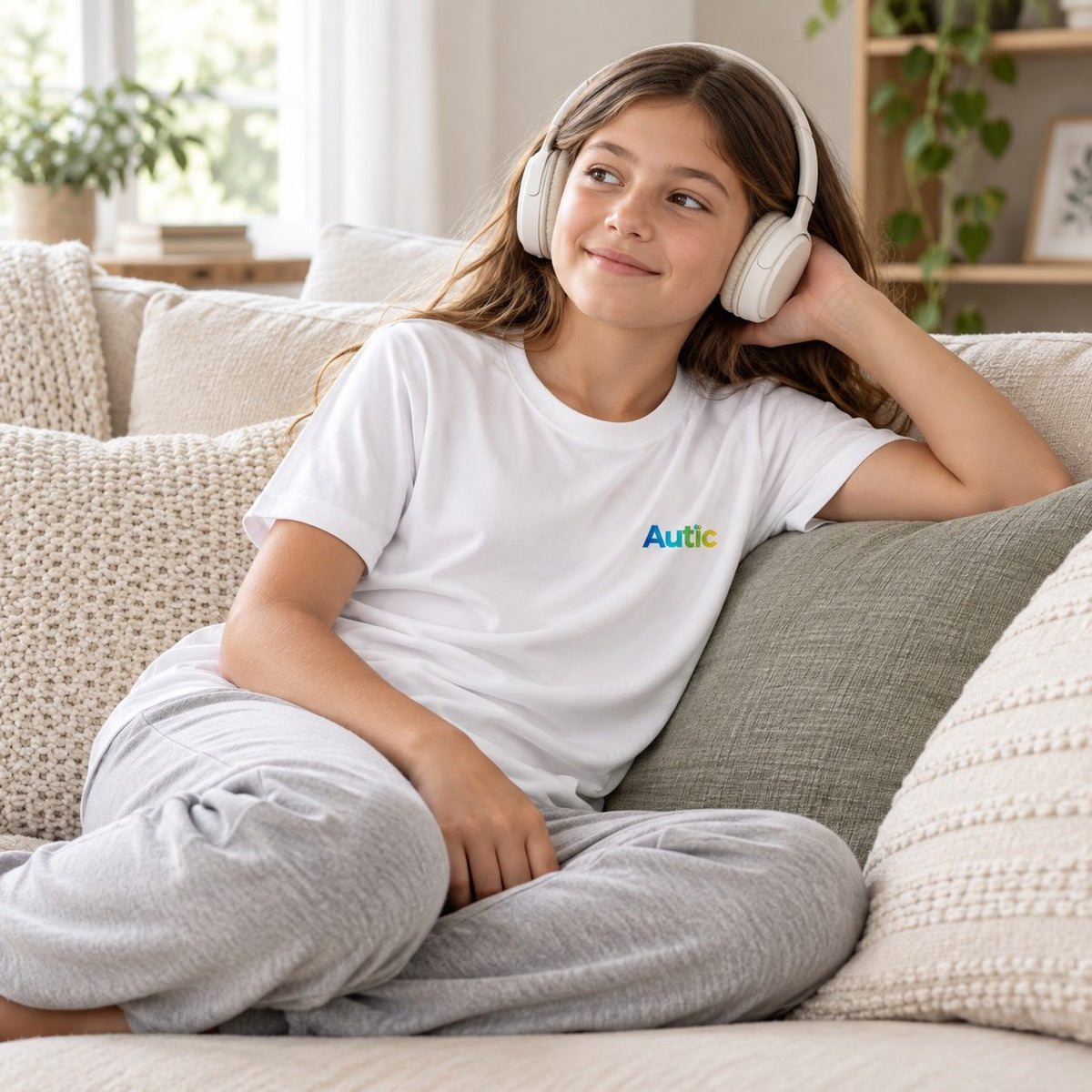 Autic Children Sensory-Friendly White Bamboo T-Shirt Autic Designs