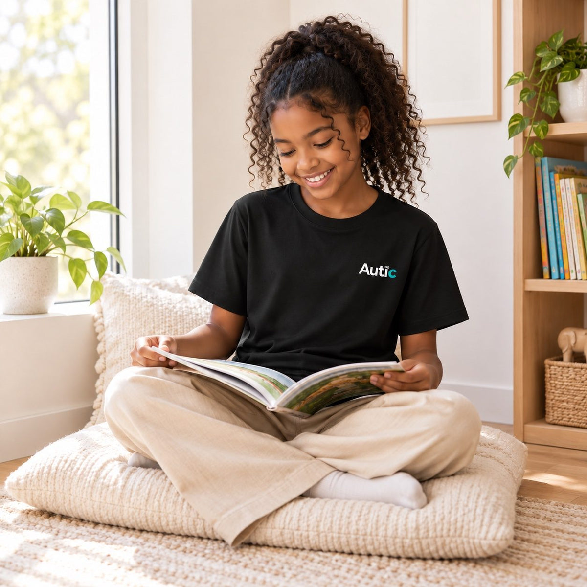 Autic Children Sensory-Friendly Black Bamboo T-Shirt Autic Designs