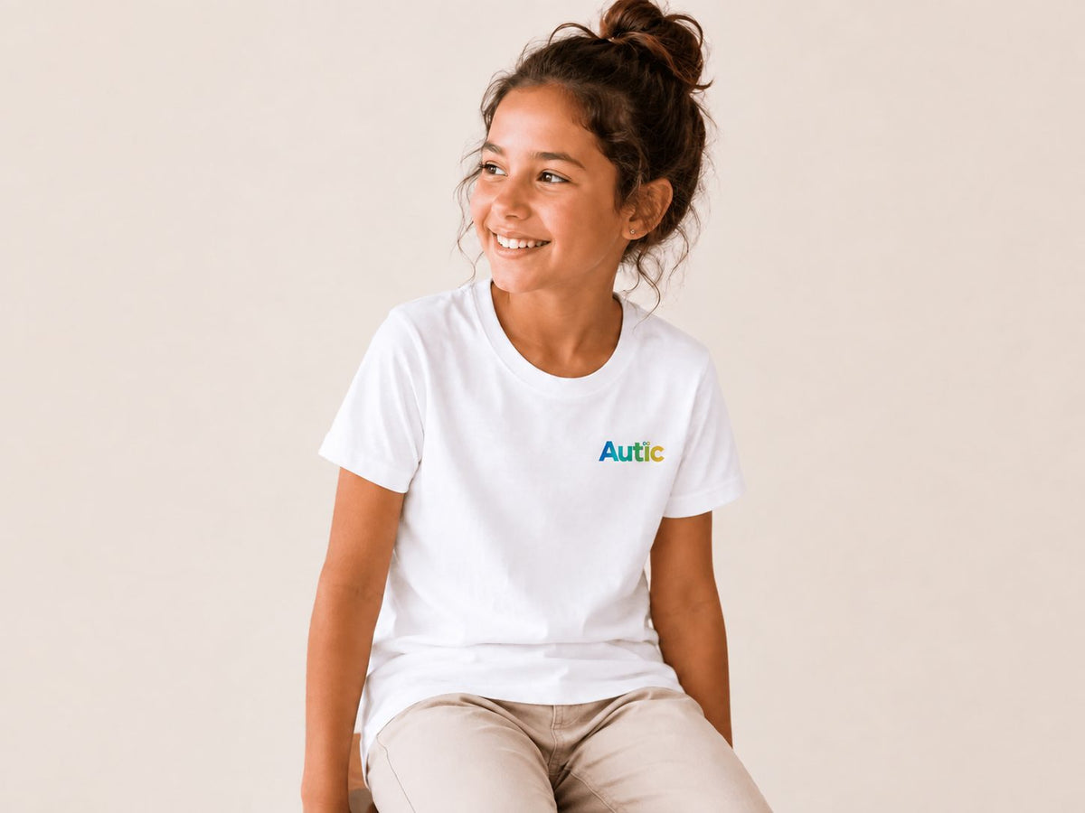 Autic Children Sensory-Friendly White Bamboo T-Shirt Autic Designs
