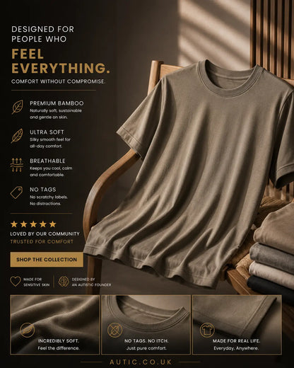 Autic Kids Sensory-Friendly Bamboo T-Shirt – Calm Taupe My Store