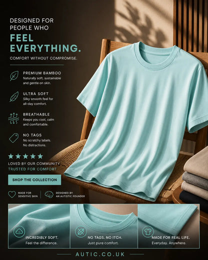 Autic Kids Sensory-Friendly Bamboo T-Shirt – Comfort Aqua My Store
