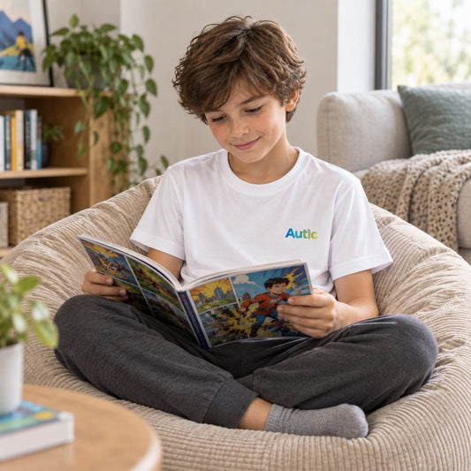 Autic Children Sensory-Friendly White Bamboo T-Shirt Autic Designs