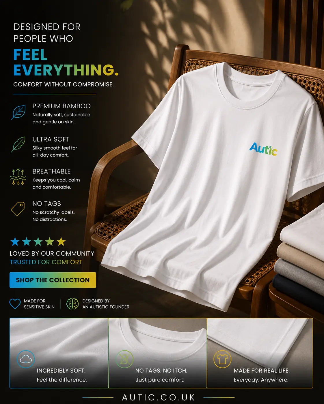 Autic Kids Sensory-Friendly Bamboo T-Shirt – White My Store