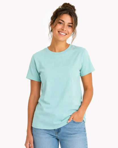 Adults sensory-friendly aqua bamboo t-shirt with flat seams