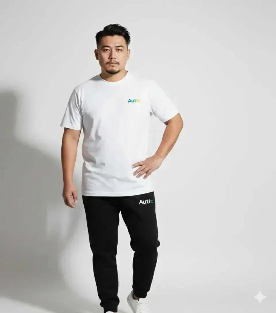 Autic sensory-friendly adults white bamboo t-shirt with flat seams