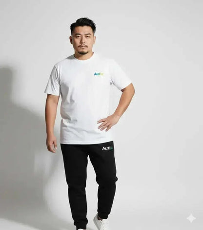 Autic sensory-friendly adults white bamboo t-shirt with flat seams