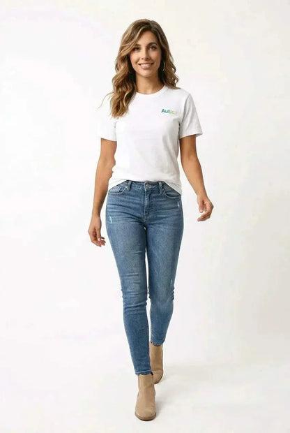 White sensory-friendly bamboo t-shirt for adults with flat seams