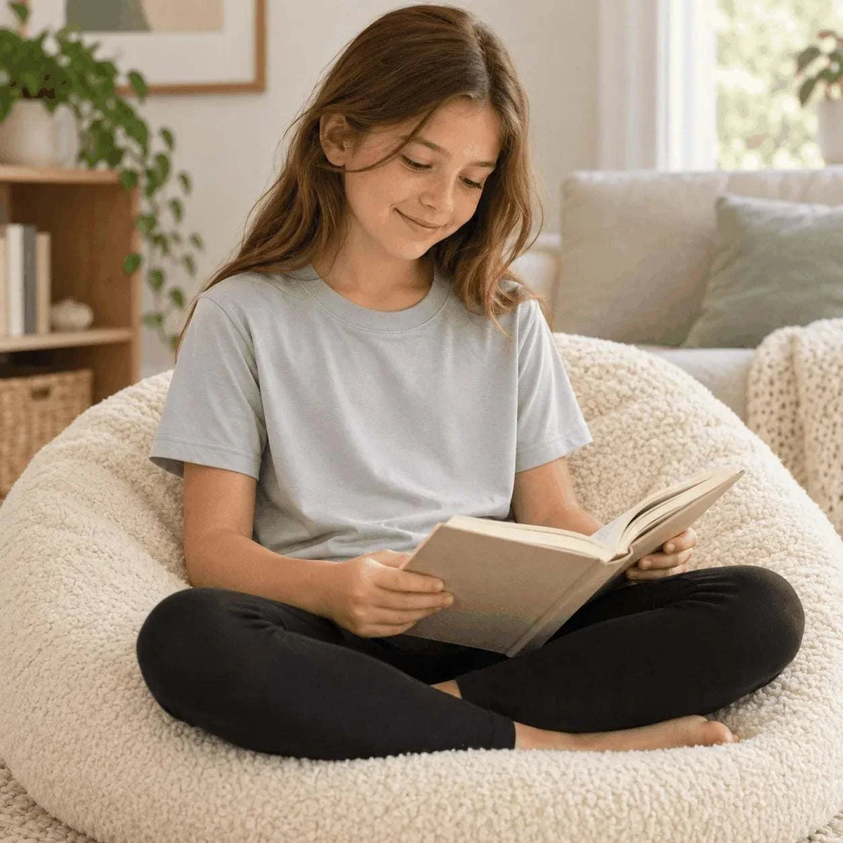 Children sensory-friendly grey bamboo t-shirt with soft fabric and relaxed fit